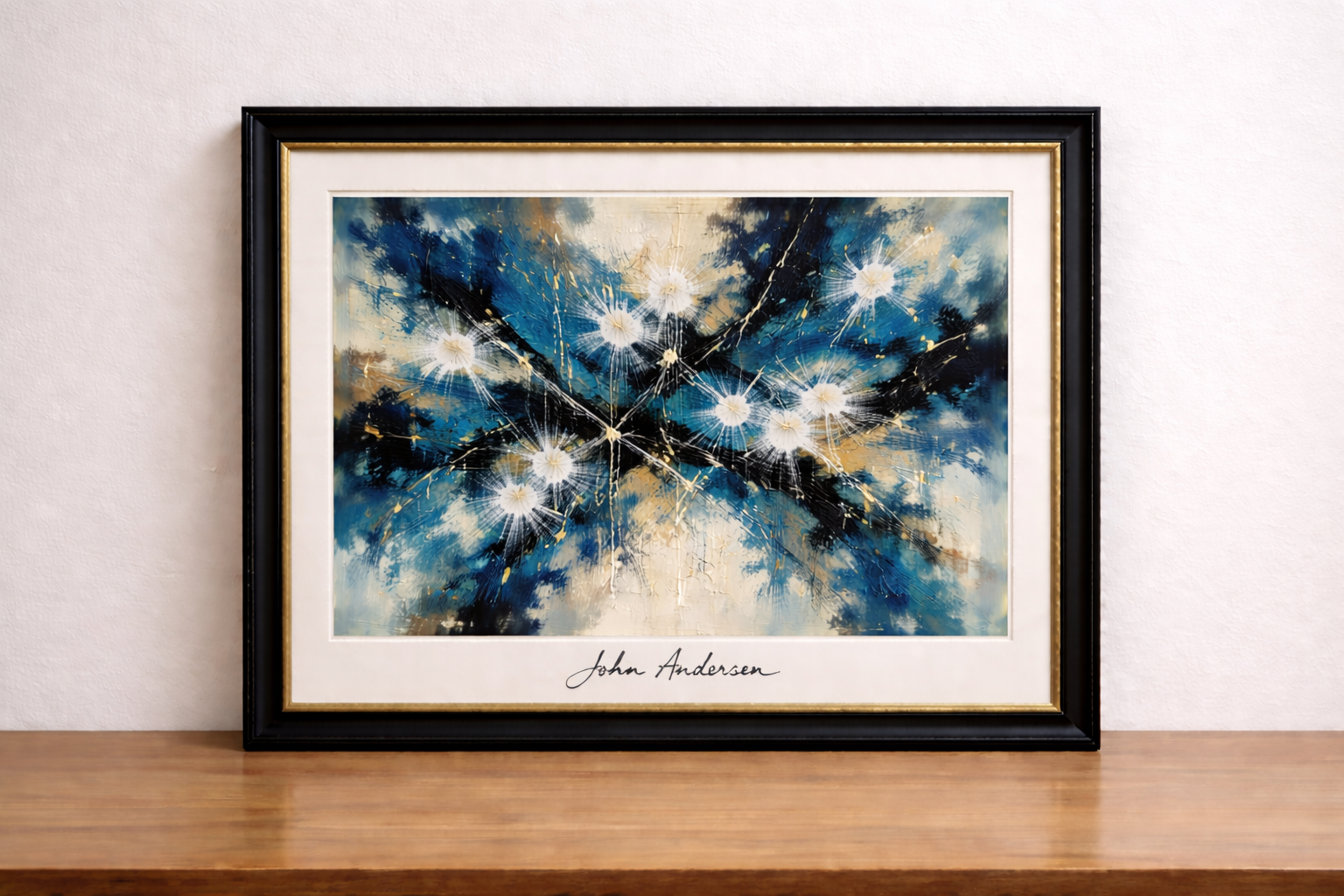 Abstract expressionism in cool hues