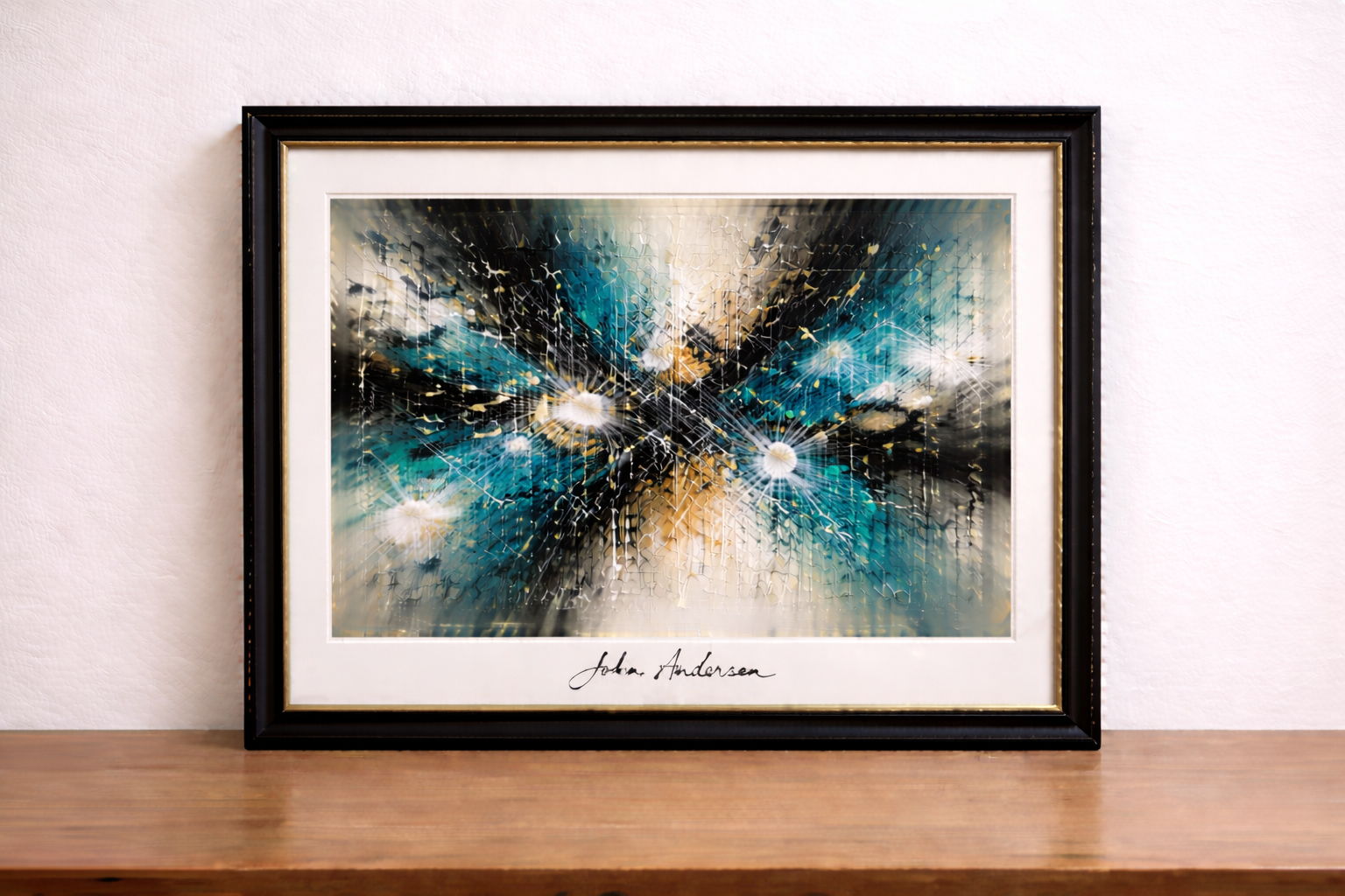 Abstract expressionism on a wooden surface