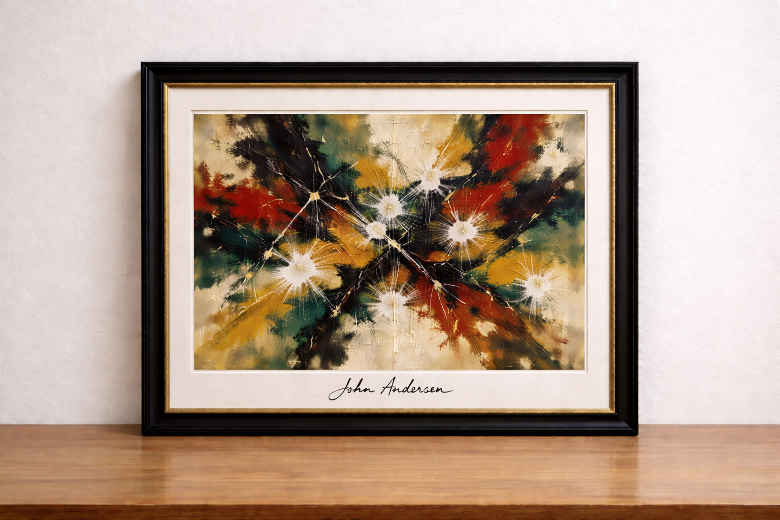 Abstract expressionist art on display