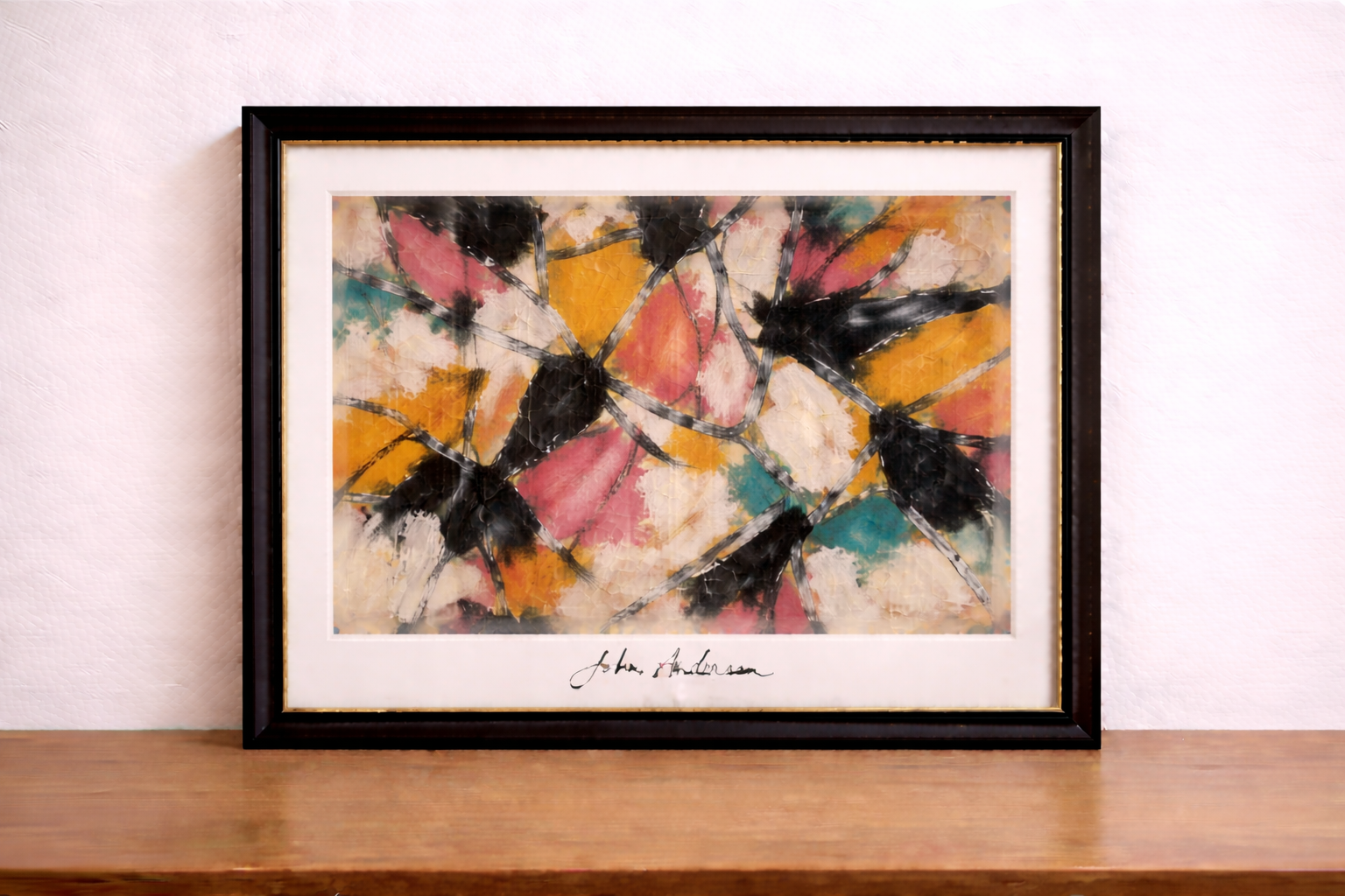 Abstract expressionist painting on display 2