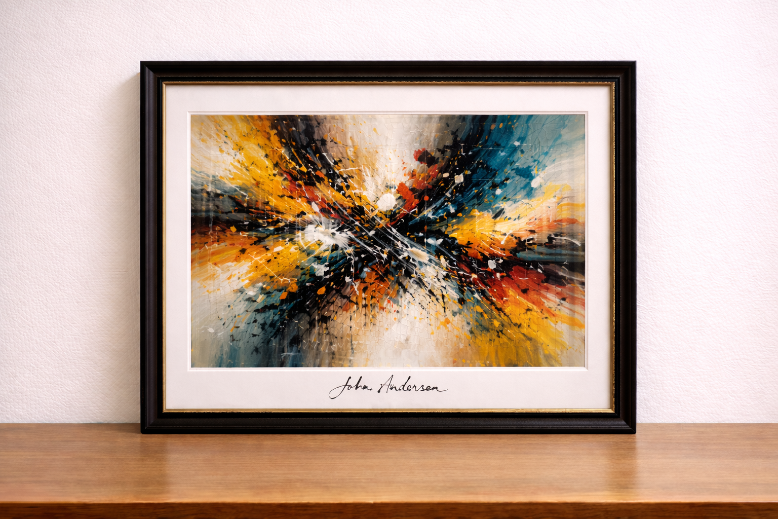 Peinture abstraite vibrante sur bois
