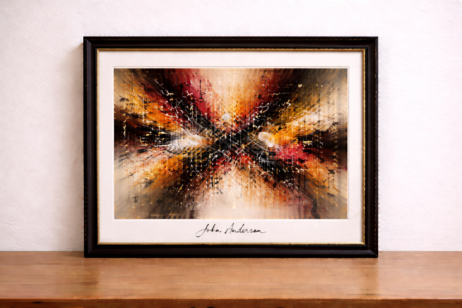 Vibrant abstract expressionist art display